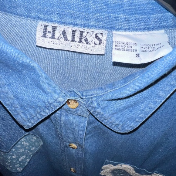 Vintage Heart Patch Cottagecore Denim Button Up Country Grandma Shirt - Picture 5 of 6